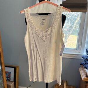 Sonoma Cream Lace-Trim Sleeveless Tank